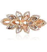 Sankuwen Floral Rhinestone Hairpin Luxury Crystal Flower Hair Barrette Clip (Champagne)
