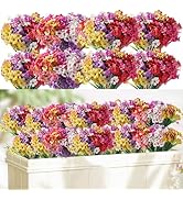 Powbrace 22 Bundles Artificial Flowers Outdoor, Faux Silk Flowers for Outdoors Outside Front Porc...