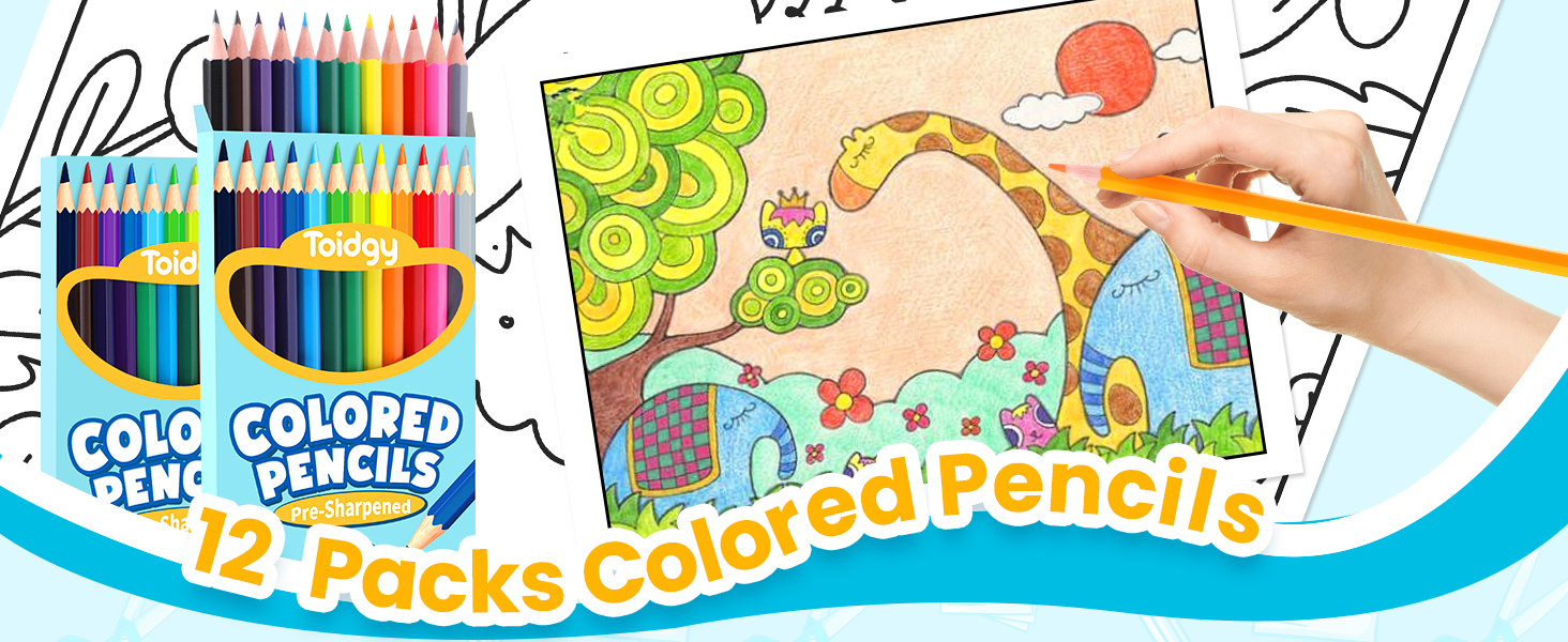 Colored Pencils Bulk, 12 Packs Colored Pencils for Kids