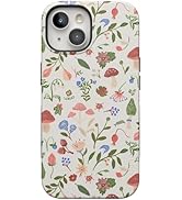 Casely iPhone 15 Case | Garden Party | Mushroom Floral Case | Bold Military Grade Protective Desi...