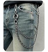 SISICHIC Heavy Pirate Carabiner Pants Chain: Pocket Jean Chain for Biker, Punk Goth Rockstar Acce...