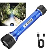 WORKPRO Rechargeable LED Flashlight, High Lumens IPX7 Waterproof Heavy-Duty Flash Light, 3 Mode S...