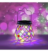 Bshine Mosaic Solar Lantern Outdoor Hanging Waterproof, Pink Mosaic Light Indoor Valentine's Day ...