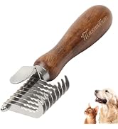 Histotree Dog Dematting Comb with Wooden Handle Undercoat Rake for Dogs | Stainless Steel Blades,...