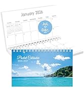 Zuozee Pocket Calendar 2025-2027, Beach 2026-2027 Monthly Planner -3.7" x 6.7" for Purse, Runs fr...