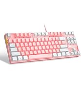 75% Mechanical Gaming Keyboard with Red Switch, MageGee LED White Backlit Keyboard, 87 Keys Compa...