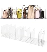 Purse Organizer for Closet, Clear Acrylic Clutch Bag Organizer, Adjustable Shelf Divider for Clos...