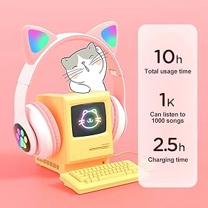 Kids Headphones Cat Ear Wireless Headphones