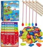 Wooden Magnetic Sight Word Fishing Game Toys