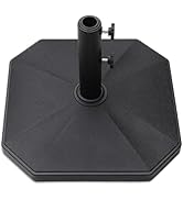 Helios&Hestia 40 lb Square Plastic Built-in Cement Outdoor Umbrella Base, Heavy Duty Concrete Sta...