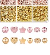 Redtwo 2300 Pcs Gold Spacer Beads Set for Jewelry Making, 6 Shapes Round Star Heart Pineapple Fla...