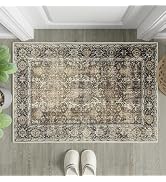 PureCozy Brown Entryway Rug 2x3 Vintage Area Carpet Indoor Kitchen Washable Door Mat Living Room ...