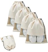 KOIUOWA 4 Pcs Shoe Bags for Travel with Clear TPU Window, 13.8"x17.7" Dustproof Travel Shoe Bags,...