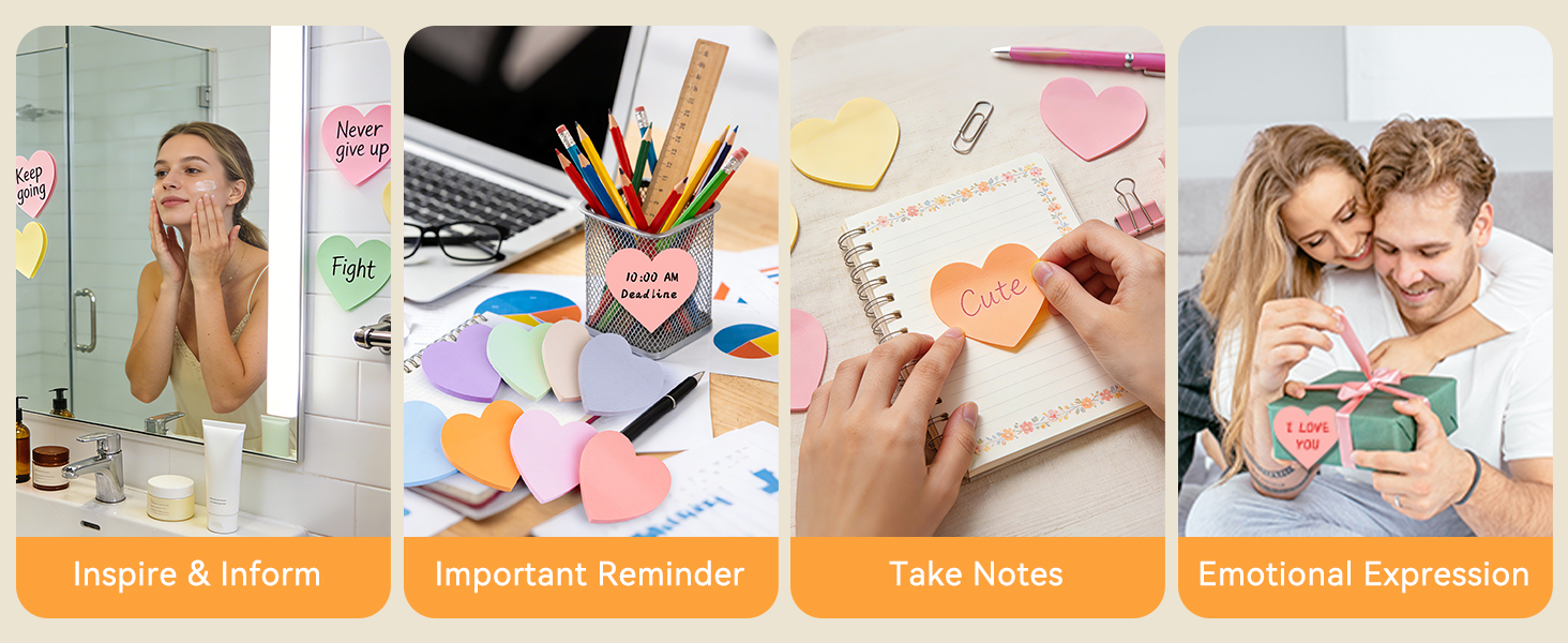 heart shaped post it notes