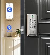 Veise DK012W Wi-Fi Fingerprint Smart Deadbolt Lock, Satin Nickel | Built-in Wi-Fi, APP Remote Con...