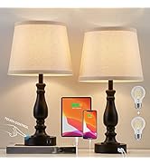 Lamps for Bedrooms Set of 2, Touch Bedside Table Lamps with USB Ports, 3 Way Dimmable Nightstand ...
