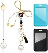 Colorful ID Badge Holder with Silicone Beads Lanyard Set,Cute Teacher Breakaway Lanyard for Keys ...
