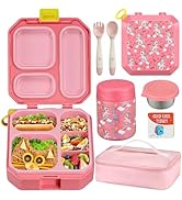 Itslife Bento Lunch Box Set for Kids with 12oz Soup Thermo&Lunch Bag, Leak-Proof Lunch Food Conta...