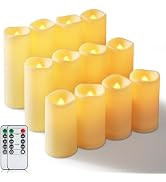 Homemory 12-Piece Waterproof Flameless LED Candles with Remote Control & Timer, Multi-Size Set (D...