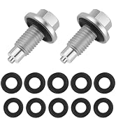2PCS M12×1.75 Magnetic Oil Drain Plug,Replacement OEM#6730-AA/AJ0310404 Oil Pan Drain Plug with 1...