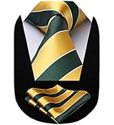 HISDERN Stripe Tie Mens Ties with Pocket Square Set Classic 3.4'' Silk Formal Necktie Handkerchie...