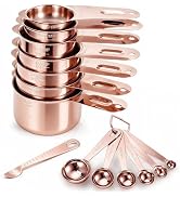 Bopei 14-Piece 18/8 Stainless Steel Measuring Cups and Spoons, Rose Gold | Dry and Liquid Ingredi...