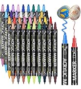 36 Colors Dual Tip Acrylic Paint Markers, Fine Tip and Dot Tip Paint Pens for Rock Painting, Acry...