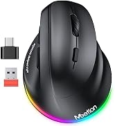 MEETION Ergonomic Mouse, Wireless Vertical Mouse RGB Backlit Rechargeable Mice for Bluetooth(5.2 ...