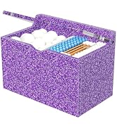 WINFFOR Acrylic Qtip Holder Dispenser - Glitter Purple Bathroom Organizer | Bathroom Organizer Ac...
