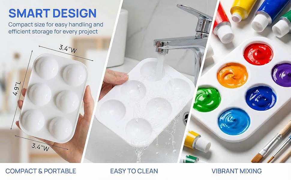 White Art Paint Tray Palette, Rectangular Plastic Paint Tray