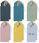 Uniclife 72 Pcs Blank Shipping Tags with Elastic String Attached Colored Cardstock Paper Hang Tag...