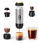 PHENOHERE 3-in-1 Portable Electric Espresso Machine–20Bar Self-Heating camping coffee maker with ...