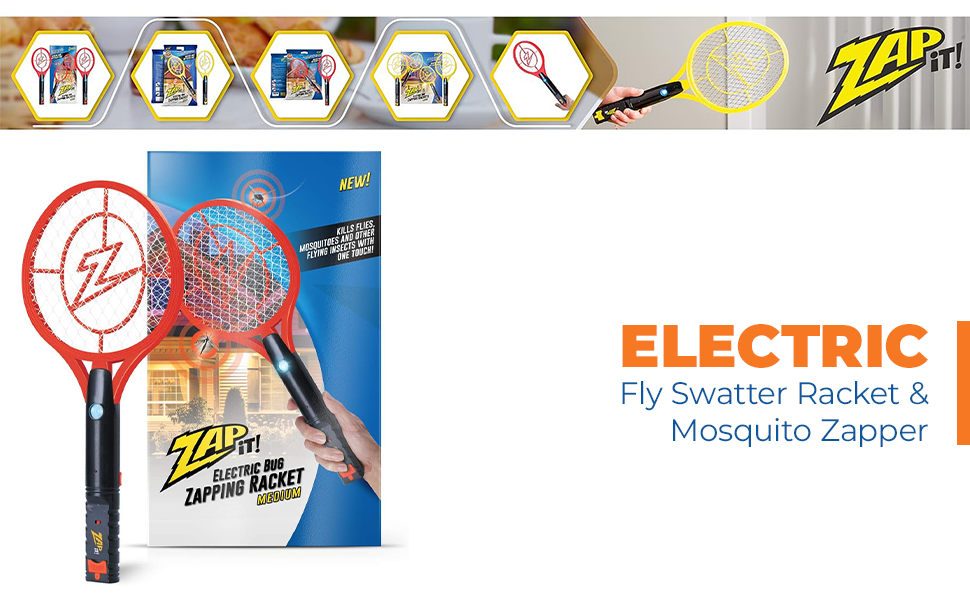 Electric Fly Swatter Racket & Mosquito Zapper - High Duty 4,000 Volt Electric Bug Zapper Racket