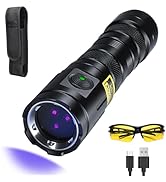 DARKDAWN UV 365nm Light Blacklight High Power , 20W Ultraviolet Flashlight USB-C Rechargeable wit...