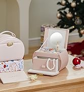 Vlando Ballerina Music Jewelry Box Organizer, Leather Necklaces Rings Hair-Rings Storage Case Hol...