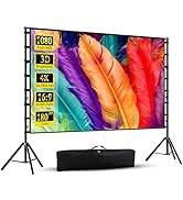 180 inch Projector Screen and Stand, Wootfairy Portable and Foldable Projection Screen 4K HD 16:9...