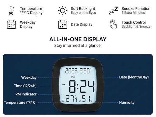 LCD bedroom alarm clock