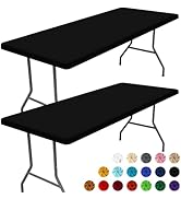 Moosfor Spandex 6 Foot Rectangle Table Cloth 2 Pack, Elastic Fitted Tablecloths for Picnic, Stret...