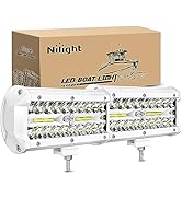 Nilight Marine LED Light Pods Navigation Lights 2PCS 6.5Inch White Spot Flood Combo Ponton Boat D...