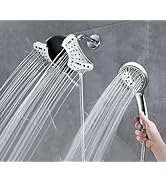 GRICH 2.5GPM Shower Heads with Handheld Spray Combo: 2 in 1 Rainfall Shower Head with Handheld Co...