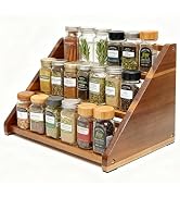 Arflo Acacia Wooden Spice Rack for Countertop - 3 Tiered Spice Rack Organizer for Cabinet - Kitch...