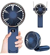 Handheld Fan, Portable 4000mAh USB Rechargeable Personal 180° Foldable Mini Desk Fan with 6 Wind ...