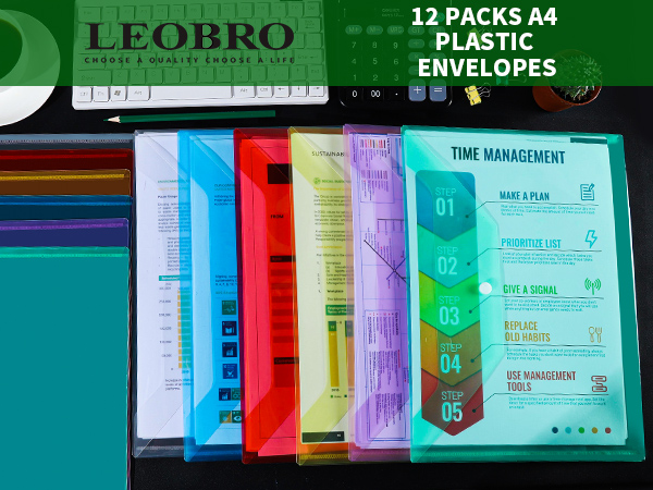 12 PACKS PLASTIC ENVELOPES