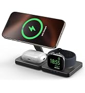 Traveling Magnetic Wireless Charging Station - ADADPU 3 in 1 Foldable Charger Stand for Apple Dev...