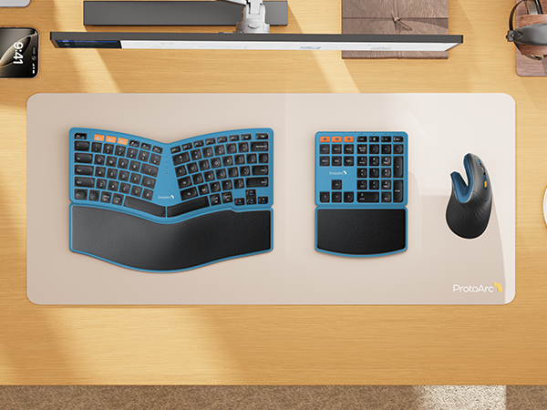 Ergonomic Keyboard with number pad - black blue A+ (9)