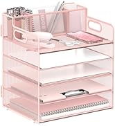 JMHUD 5-Tier Paper Letter Tray Organizer with Pen Holder, Mesh Desk Accessories & Workspace Organ...