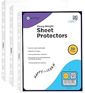 Clear Sheet Protectors for 3 Ring Binder Page Protectors 50 Pack- 8.5” x 11” Non Glare, Clear Hea...