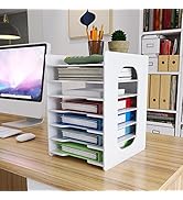 Natwind 7 Tiers Paper Organizer for Desk Desktop White File Holder Office Desk Organizer Mail Let...