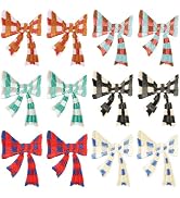 Jongdari 12pcs Multicolour Checkered Bow Patches Iron on, Cute Embroidered Girly Sew on DIY Appli...