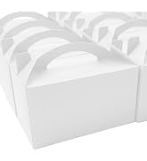 TIMESEEK 30-Pack Crisp White Gable Treat Boxes with Handles, 6" Pop-Up Party Favor Gift Boxes for...